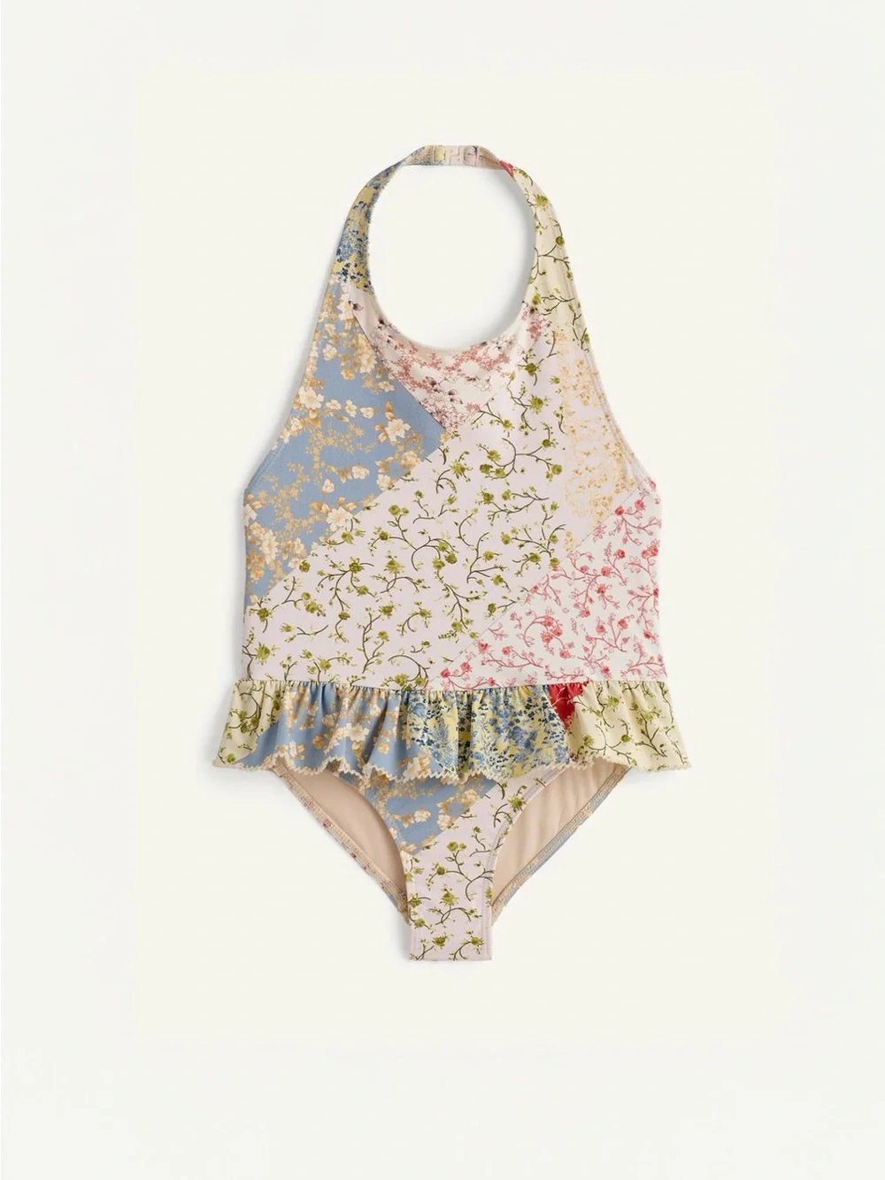 Zara LIMITED EDITION PATCHWORK HALTER SWIMSUIT